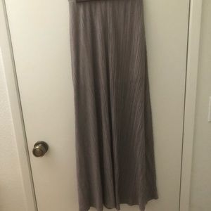 Taupe pleated maxi skirt
